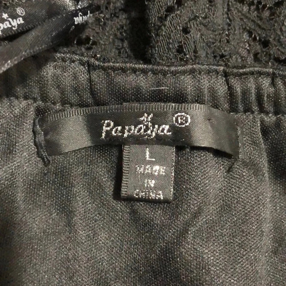 Papaya‎ Black Lace Strapless Peplum Top with Beaded Waist - Size L - Picture 2 of 5